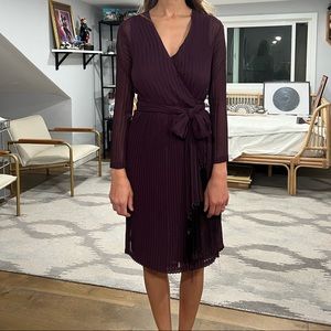 Diane Von Furstenburg pleated long sleeve wrap dress